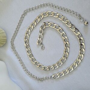 Silver Cuban Link Chain Belt